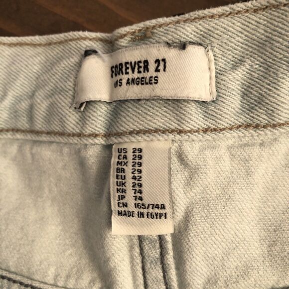 FOREVER 21 JEAN SKIRT SIZE 29 MINI BUTTON FLY CUT OFF LIGHT WASH DENIM POCKETS - Picture 5 of 6